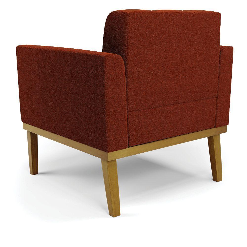 Poltrona Sala Base Madeira Fixa Castanho Elisa Bouclê D03 - D'rossi Cor Terra - 4