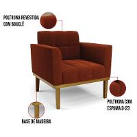 Poltrona Sala Base Madeira Fixa Castanho Elisa Bouclê D03 - D'rossi Cor Terra - 5