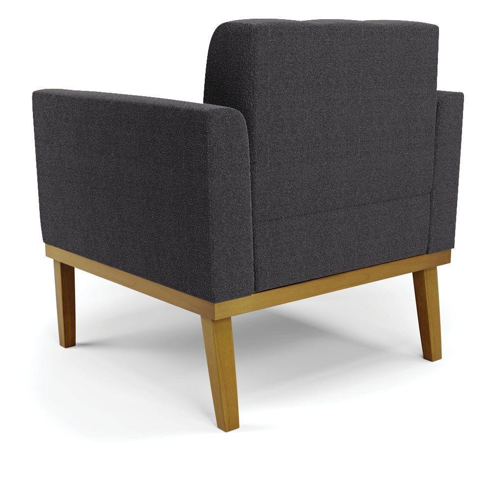 Poltrona Sala Base Madeira Fixa Castanho Elisa Bouclê Grafite D03 - D'rossi - 4