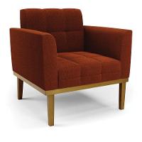 Poltrona Sala Base Madeira Fixa Castanho Elisa Bouclê Terra D03 - D'rossi - 1