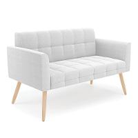 Namoradeira E 2 Poltronas Pé Palito Natural Elisa Bouclê Off White D03 - D'rossi - 2