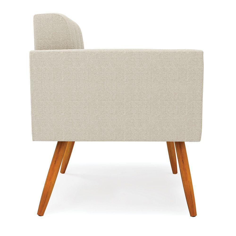 Poltrona Sala Estar Pé Palito Castanho Kit 2 Elisa Bouclê Bege D03 - D'rossi - 2