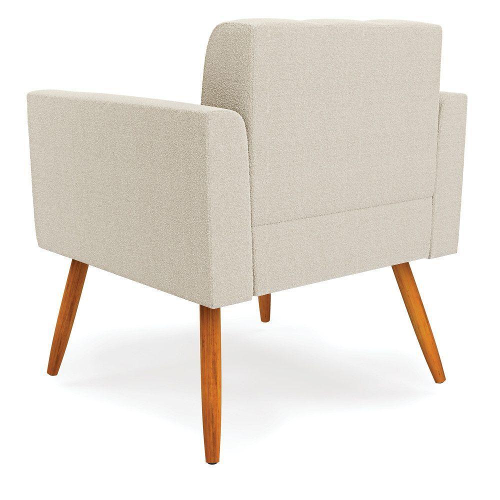 Poltrona Sala Estar Pé Palito Castanho Kit 2 Elisa Bouclê Bege D03 - D'rossi - 5