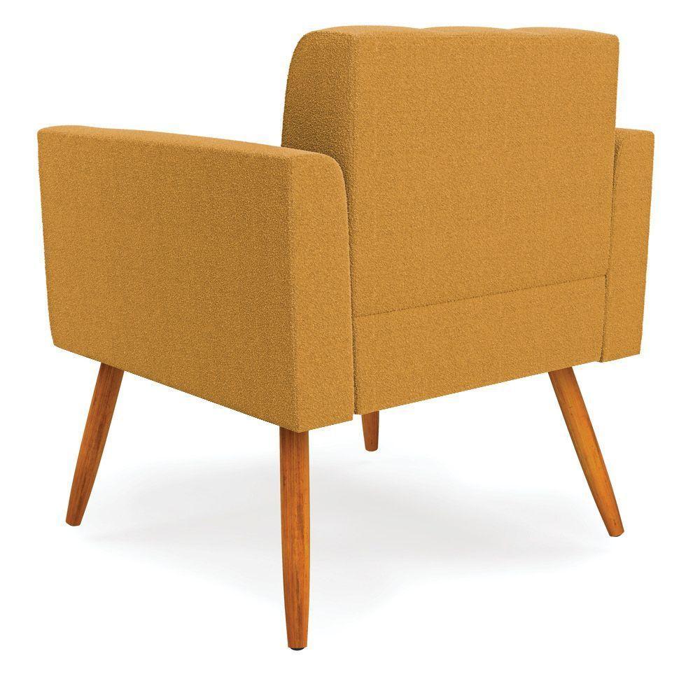 Poltrona Sala Estar Pé Palito Castanho Kit 2 Elisa Bouclê Mostarda D03 - D'rossi - 5