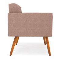 Poltrona Sala Estar Pé Palito Castanho Kit 2 Elisa Bouclê Rosê D03 - D'rossi - 2