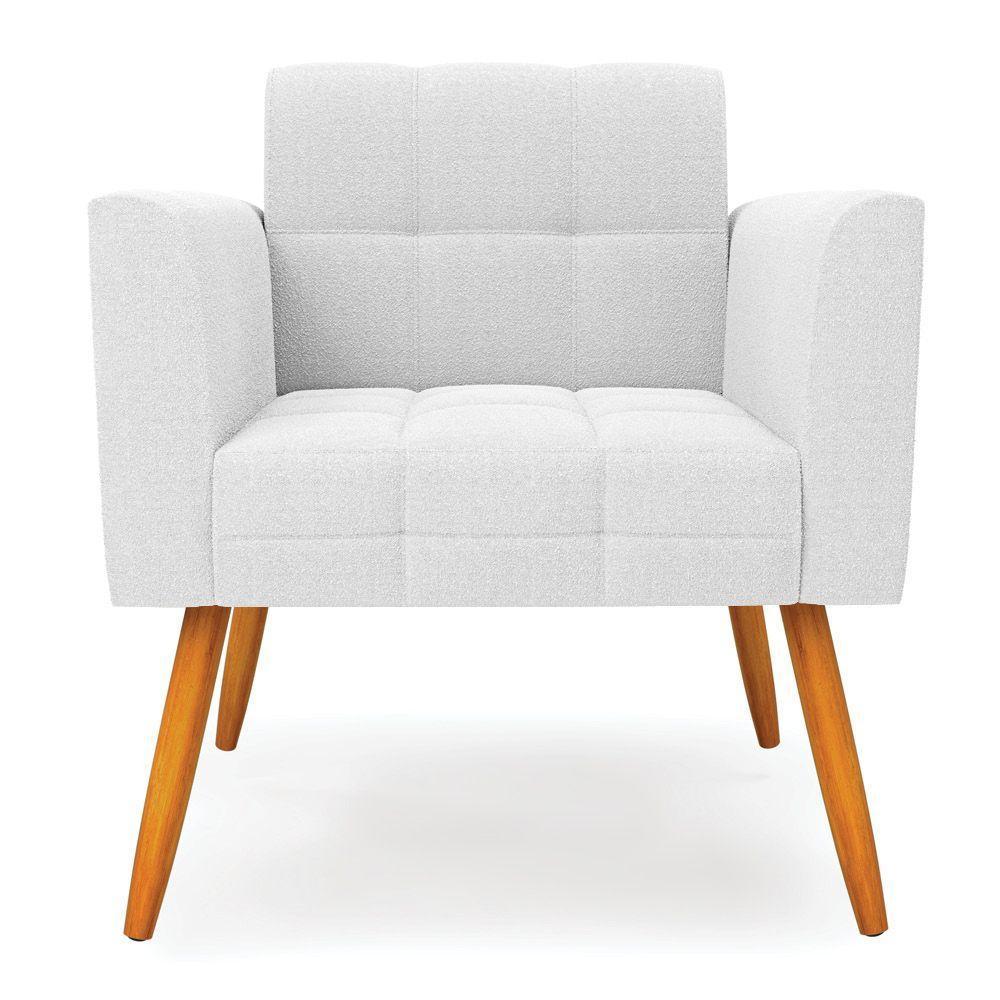 Poltrona Sala Estar Pé Palito Castanho Kit 2 Elisa Bouclê Off Wte D03 - D'rossi - 4