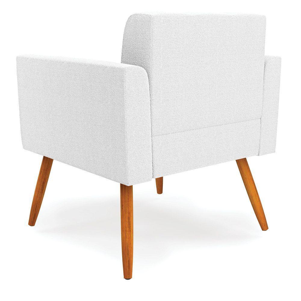 Poltrona Sala Estar Pé Palito Castanho Kit 2 Elisa Bouclê Off Wte D03 - D'rossi - 5