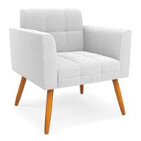 Poltrona Sala Estar Pé Palito Castanho Kit 2 Elisa Bouclê Off Wte D03 - D'rossi - 3