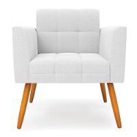 Poltrona Sala Estar Pé Palito Castanho Kit 2 Elisa Bouclê Off Wte D03 - D'rossi