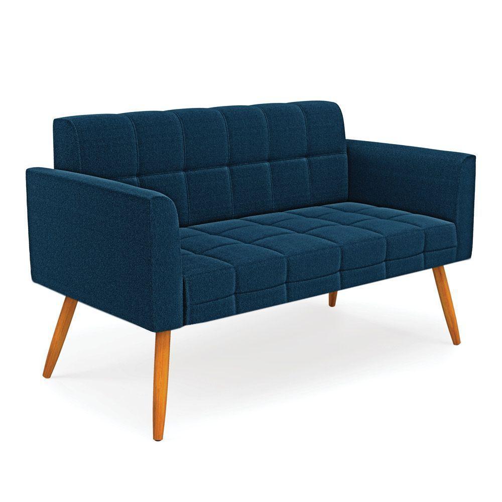 Namoradeira E 2 Poltronas Pé Palito Castanho Elisa Bouclê Azul D03 - D'rossi - 7