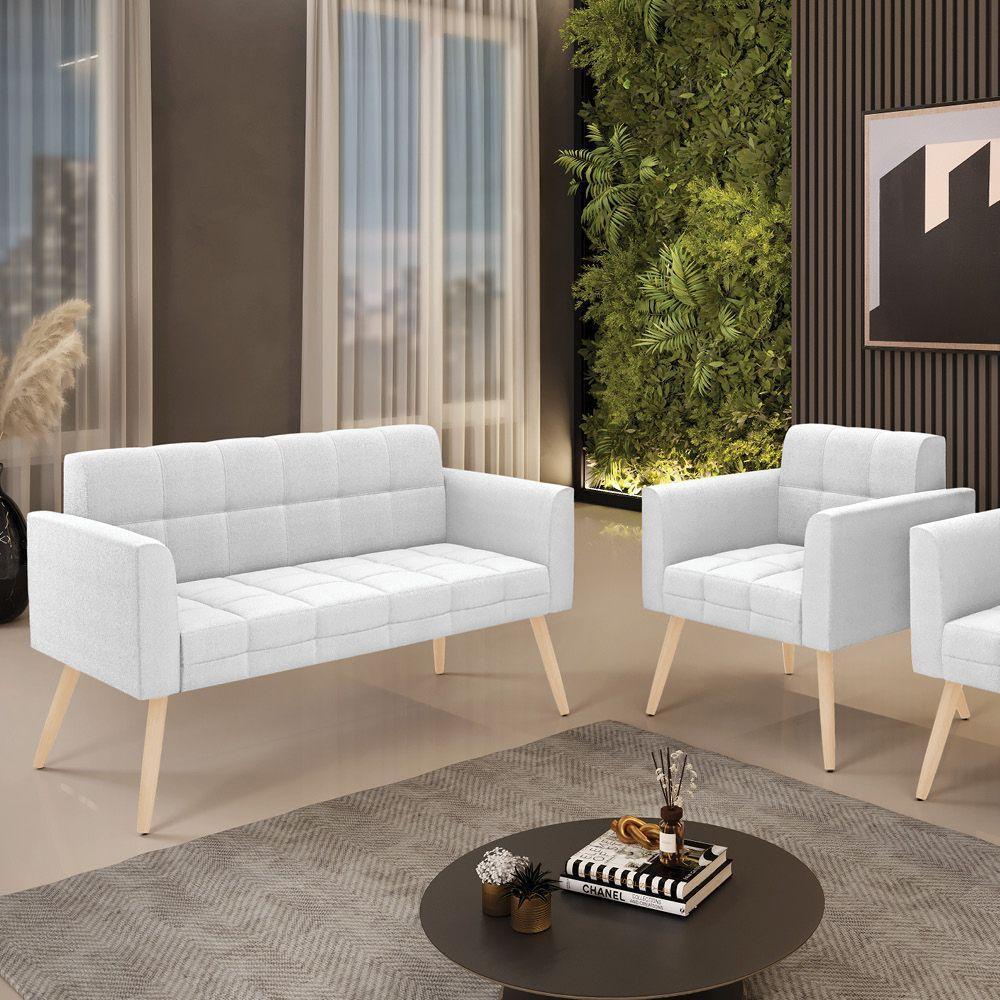 Namoradeira E Poltrona Pé Palito Natural Elisa Bouclê Off White D03 - D'rossi - 7