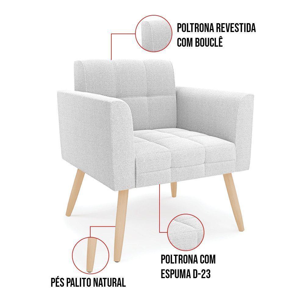 Namoradeira E Poltrona Pé Palito Natural Elisa Bouclê Off White D03 - D'rossi - 8