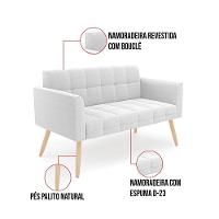 Namoradeira E Poltrona Pé Palito Natural Elisa Bouclê Off White D03 - D'rossi - 6