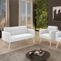 Namoradeira E Poltrona Pé Palito Natural Elisa Bouclê Off White D03 - D'rossi - 7