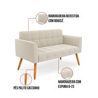 Namoradeira E 2 Poltronas Pé Palito Castanho Elisa Bouclê Bege D03 - D'rossi - 6