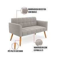 Namoradeira E 2 Poltronas Pé Palito Castanho Elisa Bouclê Cinza D03 - D'rossi - 6