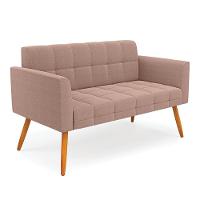 Namoradeira E 2 Poltronas Pé Palito Castanho Elisa Bouclê Rosê D03 - D'rossi - 2