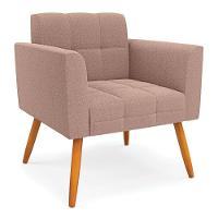 Namoradeira E 2 Poltronas Pé Palito Castanho Elisa Bouclê Rosê D03 - D'rossi - 5