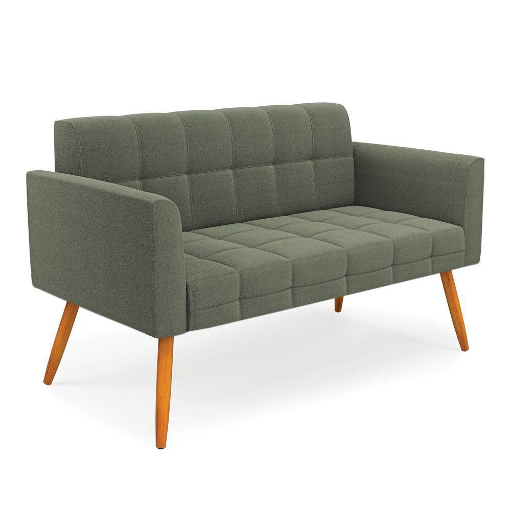 Namoradeira E 2 Poltronas Pé Palito Castanho Elisa Bouclê Menta D03 - D'rossi - 2