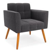 Namoradeira E 2 Poltronas Pé Palito Castanho Elisa Bouclê Grafite D03 - D'rossi - 5