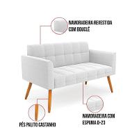 Namoradeira E 2 Poltronas Pé Palito Castanho Elisa Bouclê Off Wte D03 - D'rossi - 6