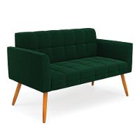 Namoradeira E 2 Poltronas Pé Palito Castanho Elisa Bouclê Verde D03 - D'rossi - 2