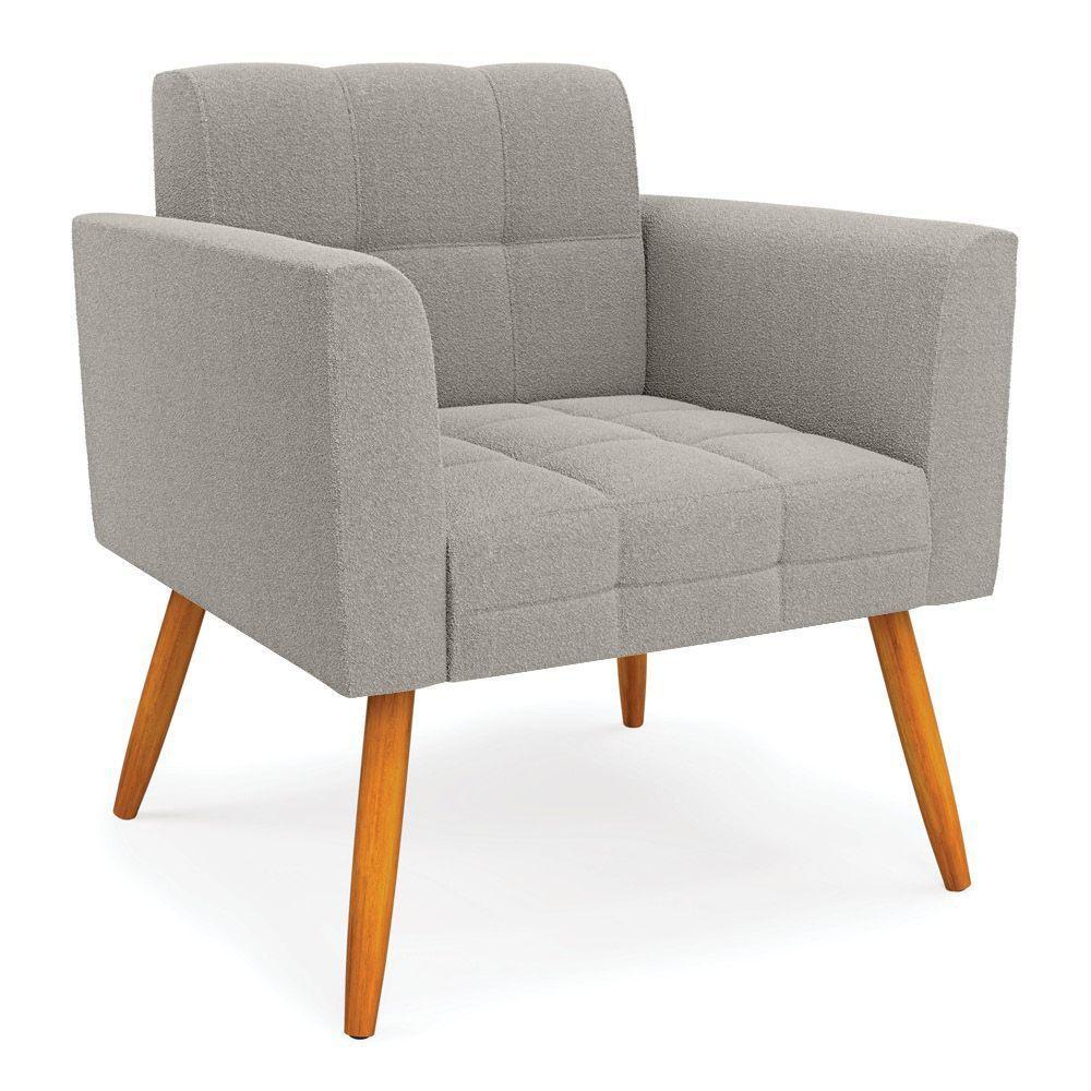 Namoradeira E Poltrona Pé Palito Castanho Elisa Bouclê Cinza D03 - D'rossi - 5