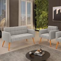 Namoradeira E Poltrona Pé Palito Castanho Elisa Bouclê Cinza D03 - D'rossi - 7