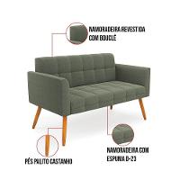 Namoradeira E Poltrona Pé Palito Castanho Elisa Bouclê Menta D03 - D'rossi - 6