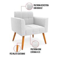 Namoradeira E Poltrona Pé Palito Castanho Elisa Bouclê Off White D03 - D'rossi - 8