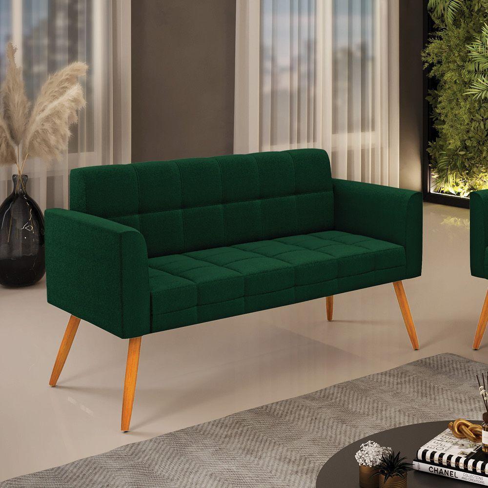 Namoradeira E Poltrona Pé Palito Castanho Elisa Bouclê Verde D03 - D'rossi - 7