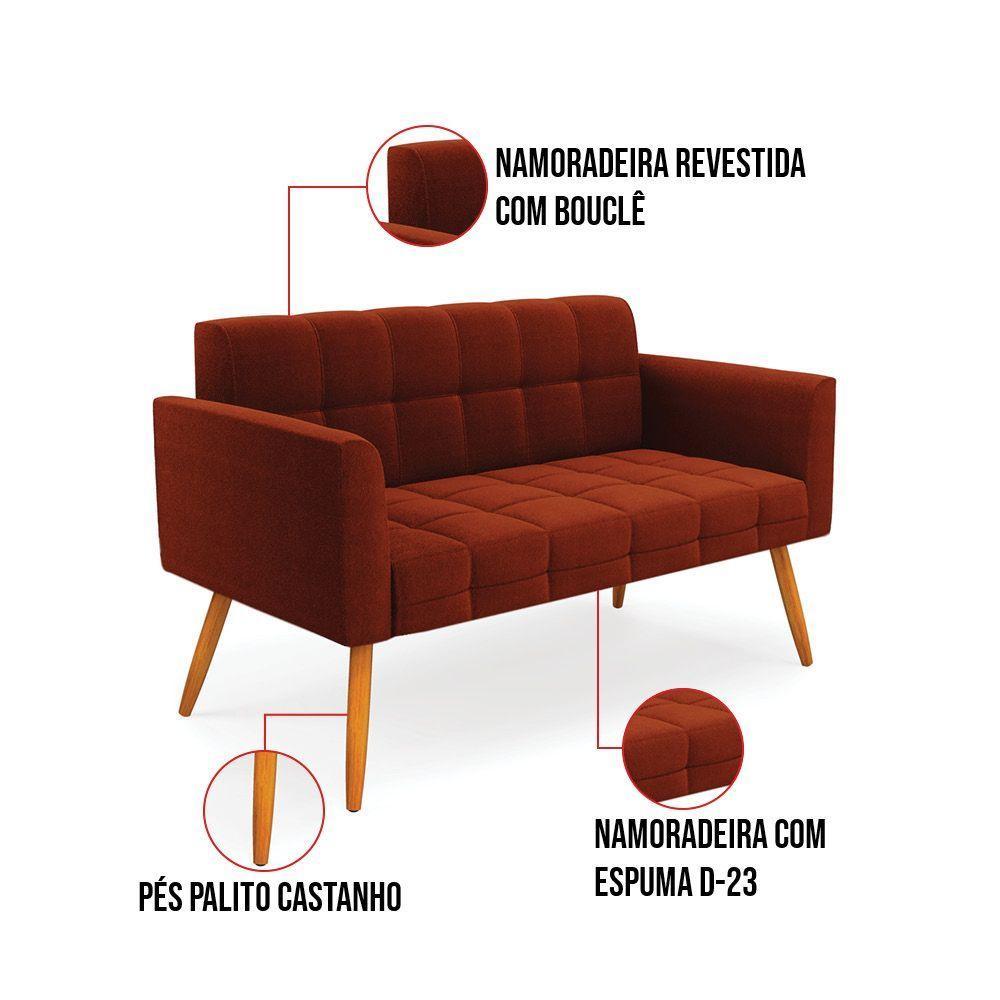 Namoradeira E Poltrona Pé Palito Castanho Elisa Bouclê Terra D03 - D'rossi - 6