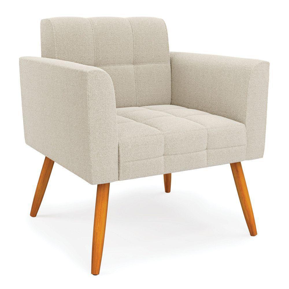 Namoradeira E Poltrona Pé Palito Castanho Elisa Bouclê D03 - D'rossi Cor Bege - 5