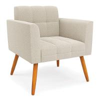 Namoradeira E Poltrona Pé Palito Castanho Elisa Bouclê D03 - D'rossi Cor Off White - 5