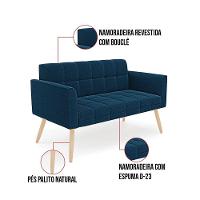 Namoradeira E Poltrona Pé Palito Natural Elisa Bouclê D03 - D'rossi Cor Azul - 6