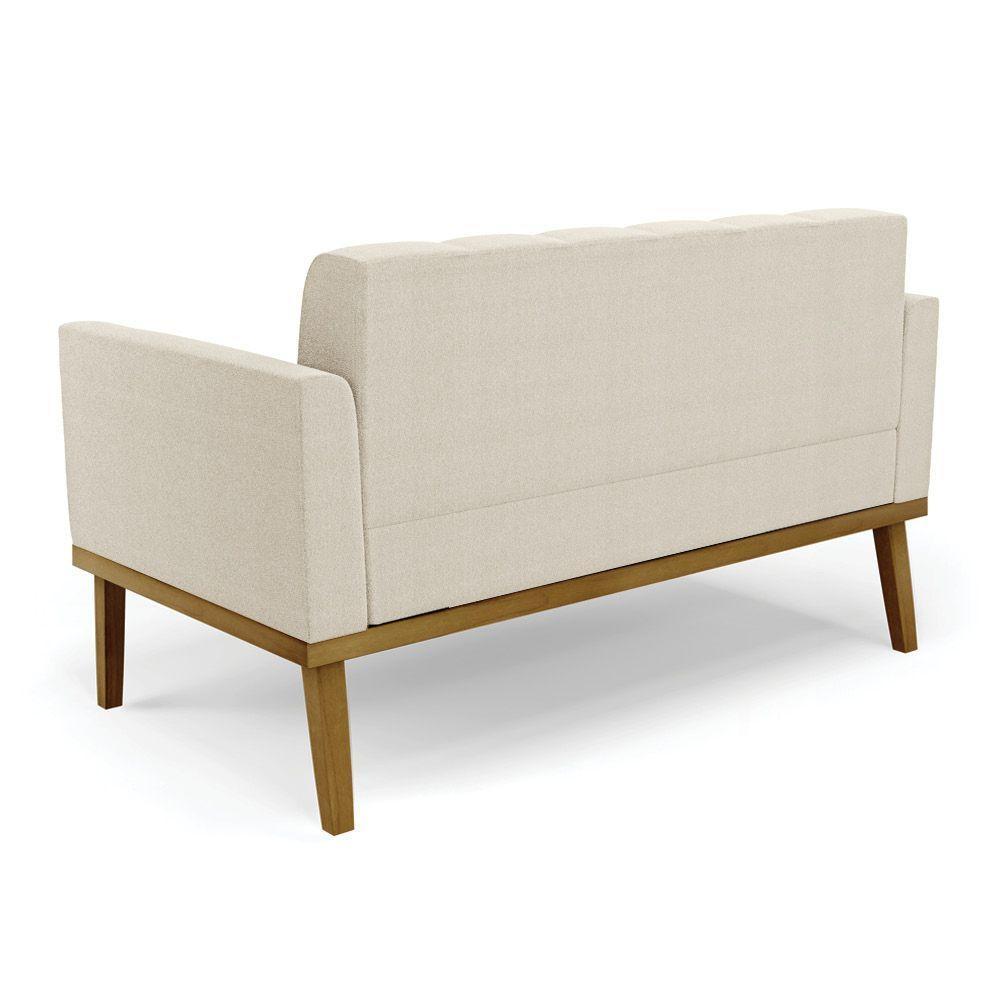 Namoradeira 2 Poltronas Base Madeira Fixa Cast Elisa Bouclê D03 - D'rossi Cor Cinza - 5