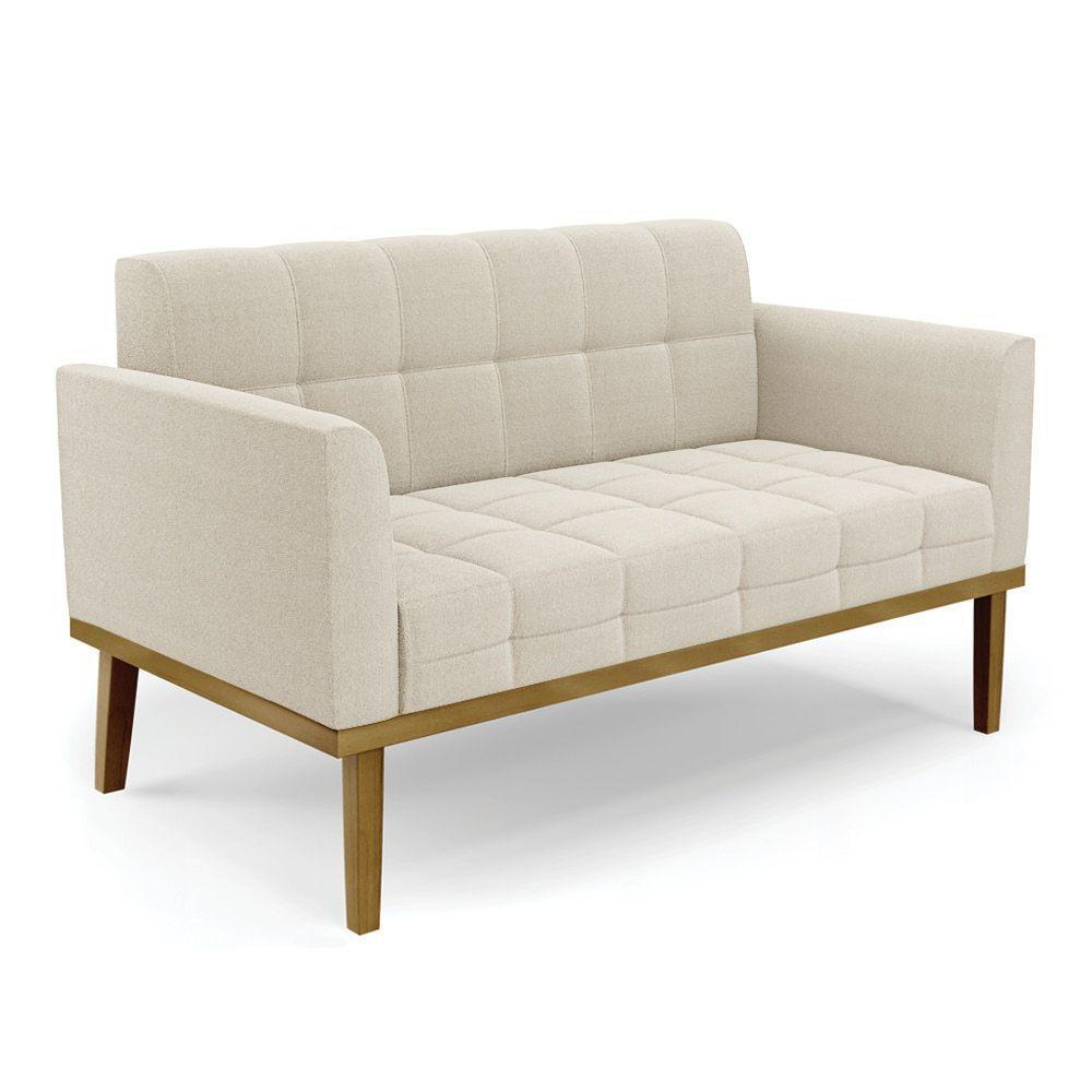 Namoradeira 2 Poltronas Base Madeira Fixa Cast Elisa Bouclê D03 - D'rossi Cor Bege - 2