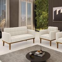 Namoradeira E Poltrona Base Madeira Fixa Cast Elisa Bouclê D03 - D'rossi Cor Off White - 5