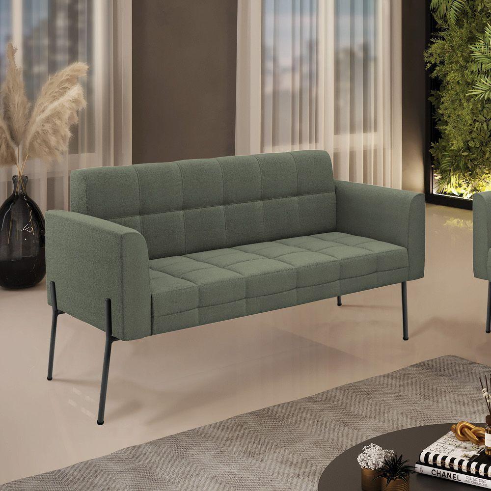 Sofá Namoradeira 2 Lugares Pé Ferro Pto Elisa Bouclê Menta D03 - D'rossi - 6