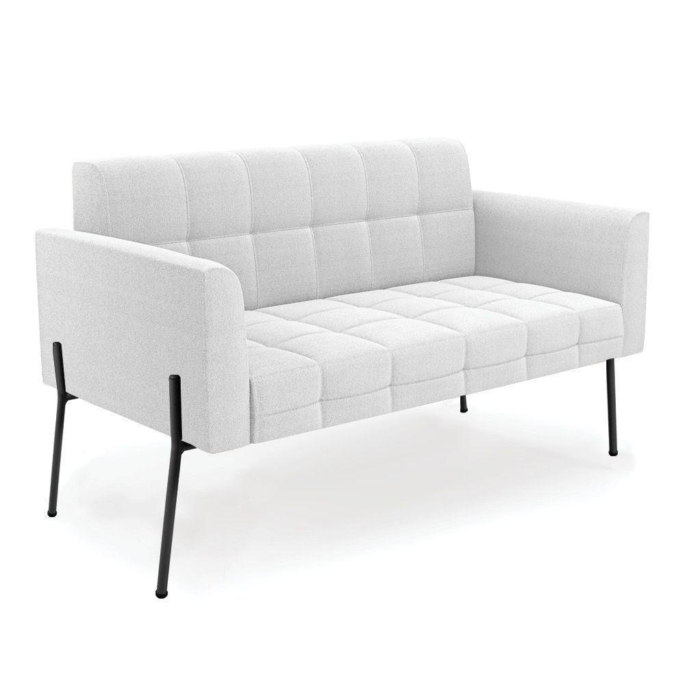 Sofá Namoradeira 2 Lugares Pé Ferro Pto Elisa Bouclê Off White D03 - D'rossi - 1