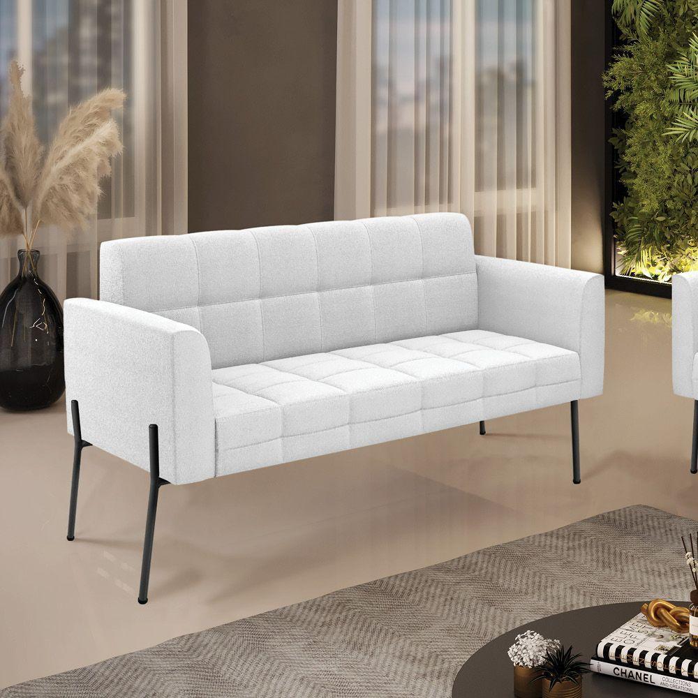 Sofá Namoradeira 2 Lugares Pé Ferro Pto Elisa Bouclê Off White D03 - D'rossi - 6