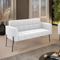 Sofá Namoradeira 2 Lugares Pé Ferro Pto Elisa Bouclê Off White D03 - D'rossi - 6