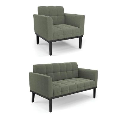 Namoradeira E Poltrona Base Madeira Fixa Pto Elisa Bouclê Menta D03 - D'rossi