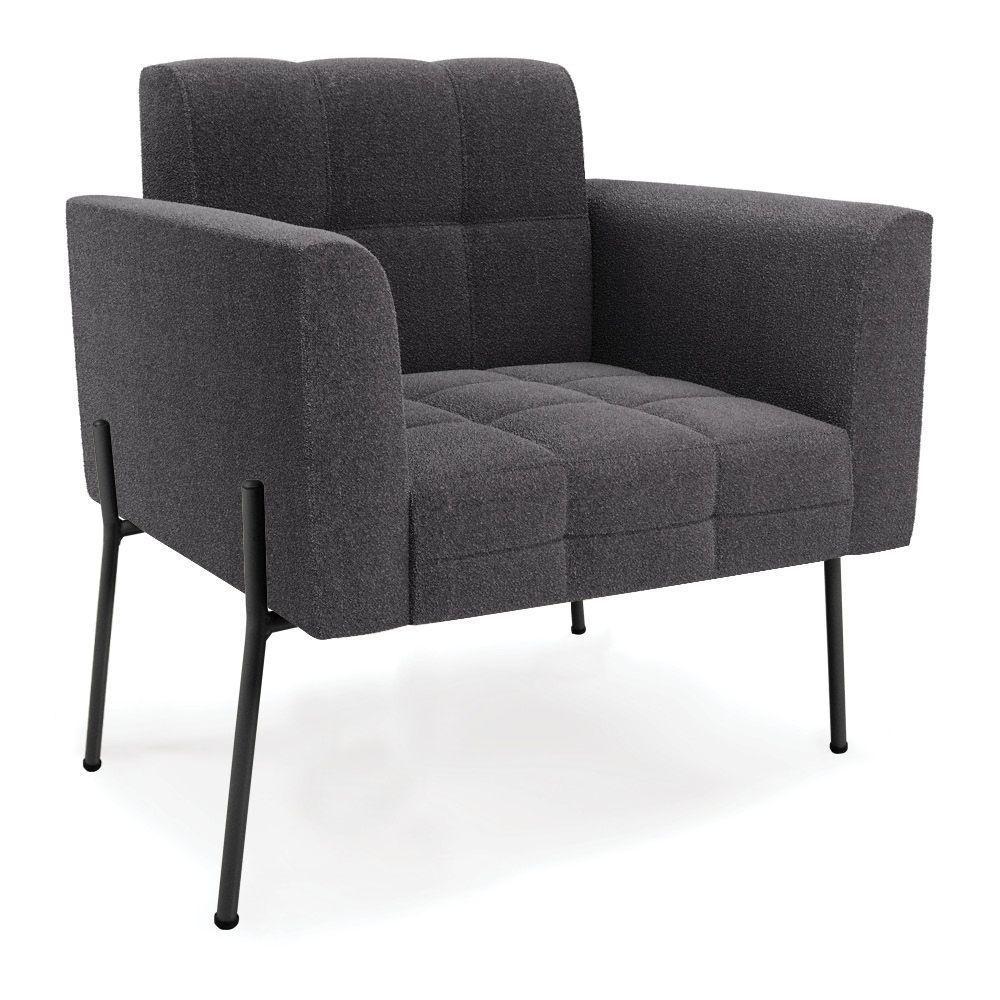 Namoradeira E 2 Poltronas Pé De Ferro Pto Elisa Bouclê Grafite D03 - D'rossi - 2