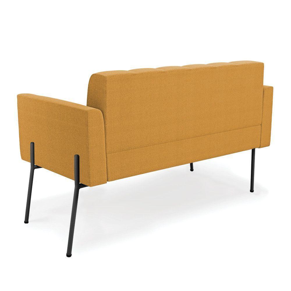 Sofá Namoradeira 2 Lugares Pé Ferro Pto Elisa Bouclê Mostarda D03 - D'rossi - 2