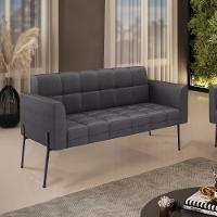 Sofá Namoradeira 2 Lugares Pé Ferro Pto Elisa Bouclê Grafite D03 - D'rossi - 6