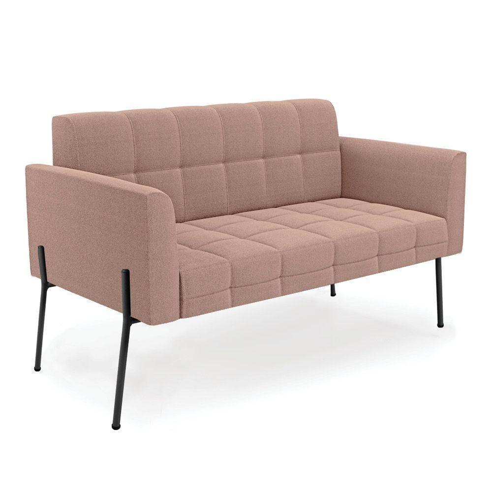 Sofá Namoradeira 2 Lugares Pé Ferro Pto Elisa Bouclê Rosê D03 - D'rossi - 1