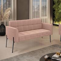 Sofá Namoradeira 2 Lugares Pé Ferro Pto Elisa Bouclê Rosê D03 - D'rossi - 6