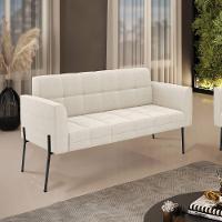 Sofá Namoradeira 2 Lugares Pé Ferro Pto Elisa Bouclê D03 - D'rossi Cor Off White - 1