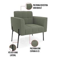 Namoradeira E 2 Poltronas Pé De Ferro Pto Elisa Bouclê D03 - D'rossi Cor Menta - 2
